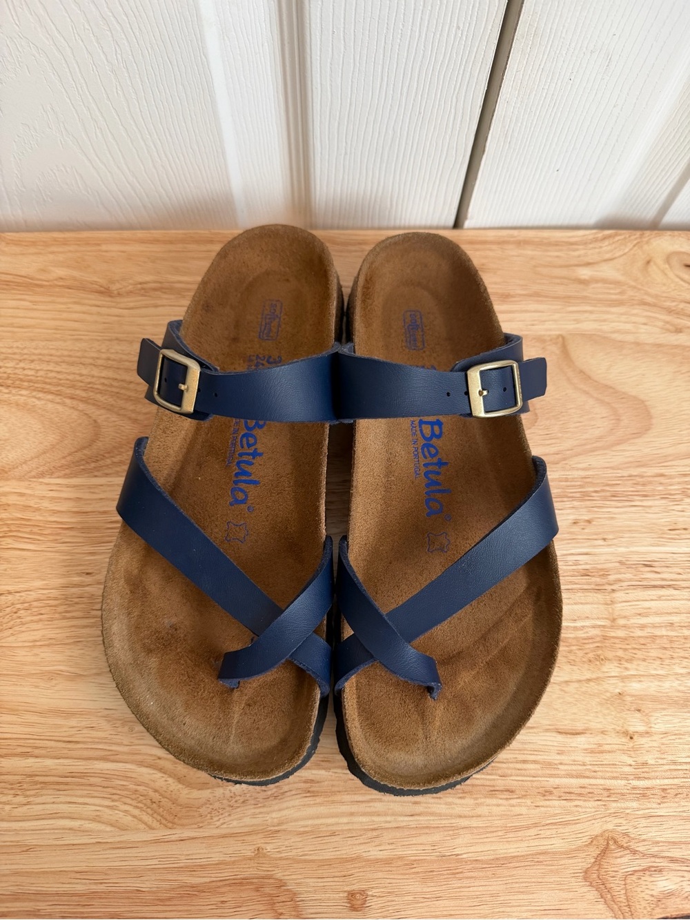 Betula by Birkenstock Navy Blue Toe Loop Softfootbed Sandals EU 37 US 6-6.5